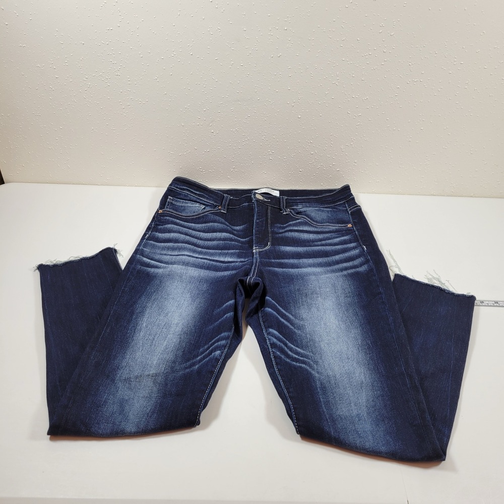 BKE Parker Skinny Jeans Women 28 Excellent Blue High Rise Raw Hem Whiskered 0874